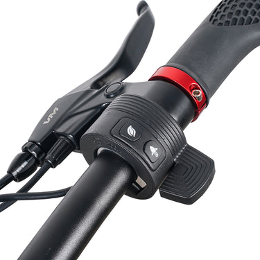 Close-up of EMOVE RoadRunner V3 throttle and handlebar grip